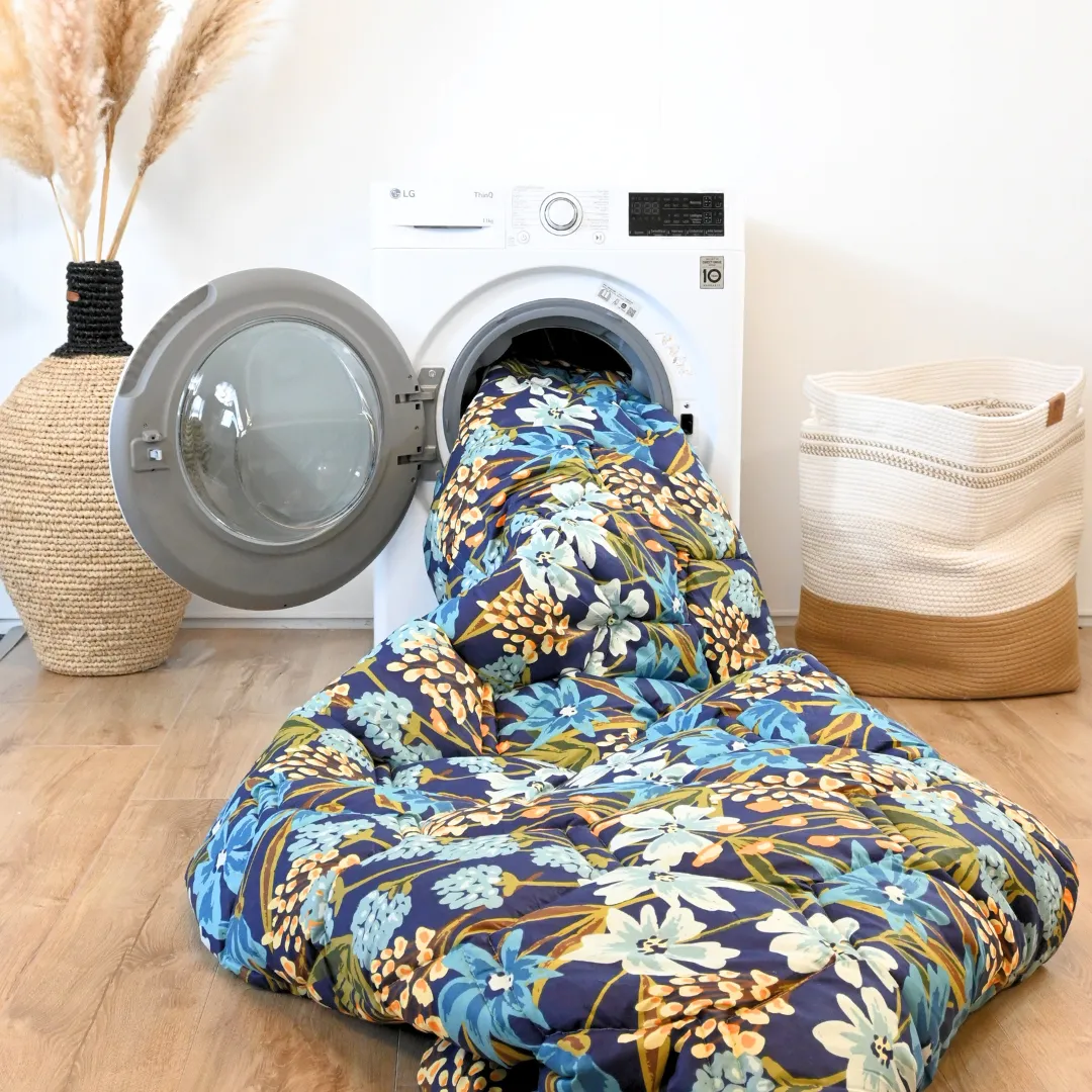 HappyDuvet Floral Green - 100% Cotton All season Coverless duvet