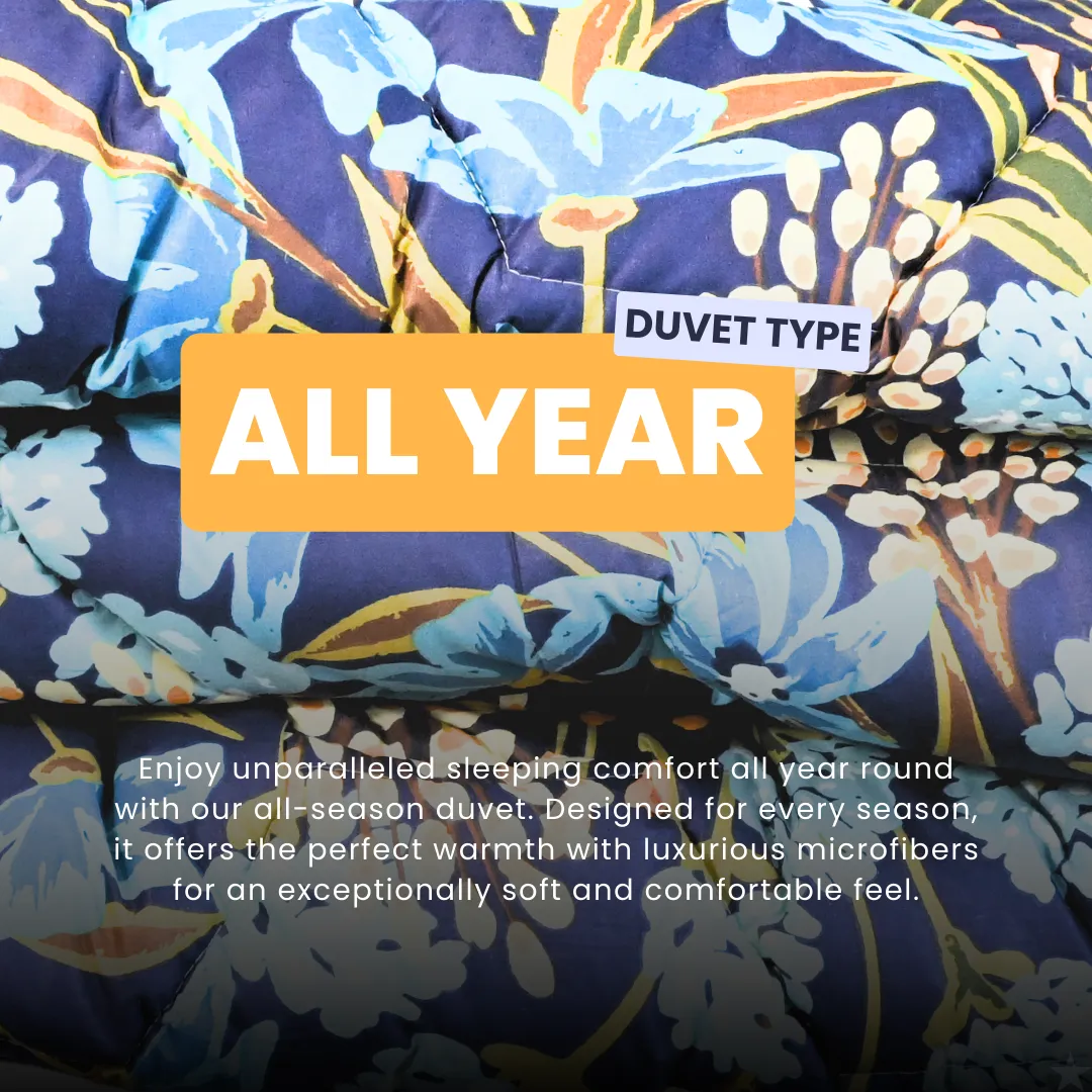 HappyDuvet Floral Green - 100% Cotton All season Coverless duvet