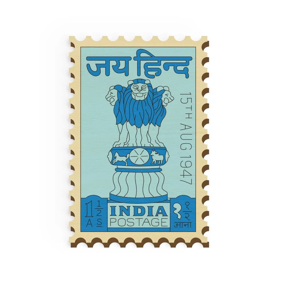 Indian Postcard Hand Painted Wooden Pin