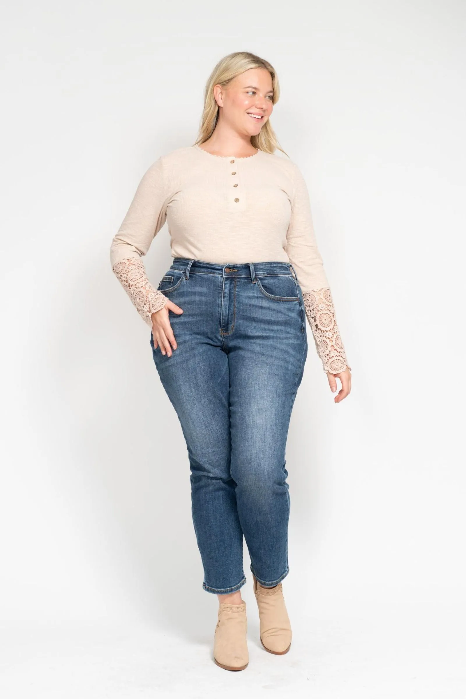 Judy Blue Classic Slim Leg Denim - Mid Wash