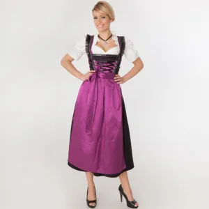 Long Purple Bavarian Traditional Oktoberfest Dirndl Beer Wench Maid Costume