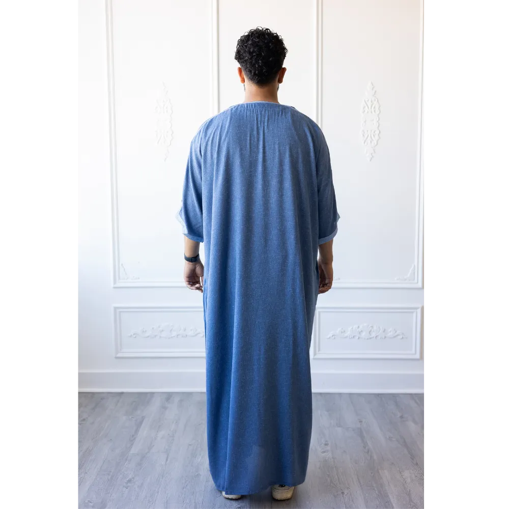 Moroccan 3/4 Sleeve Thobe (Maximum Blue)