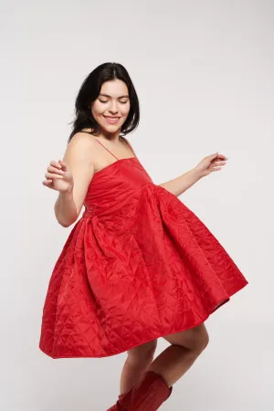 New York Puffer Dress Mini Jean Red by Madeline Marie