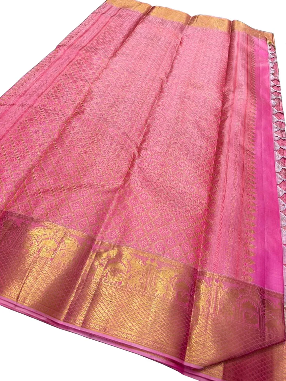 Pink Kanjeevaram Handloom Pure Silk Saree: Exquisite Elegance for Every Occasion