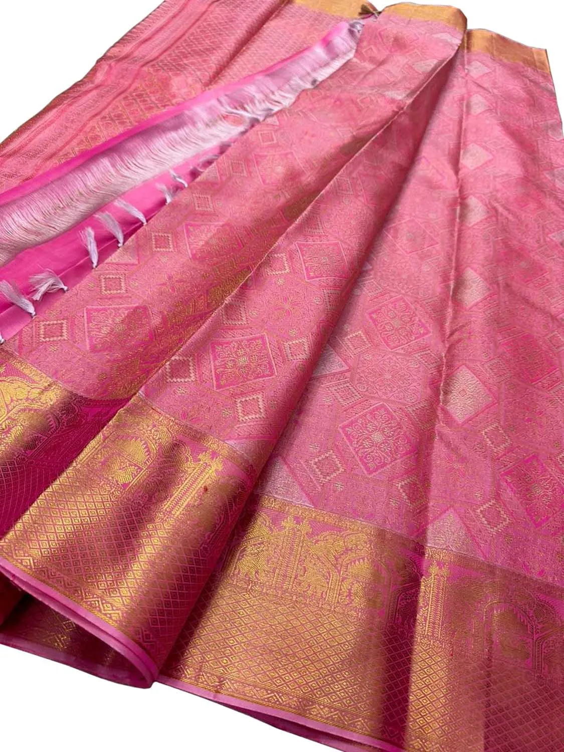 Pink Kanjeevaram Handloom Pure Silk Saree: Exquisite Elegance for Every Occasion
