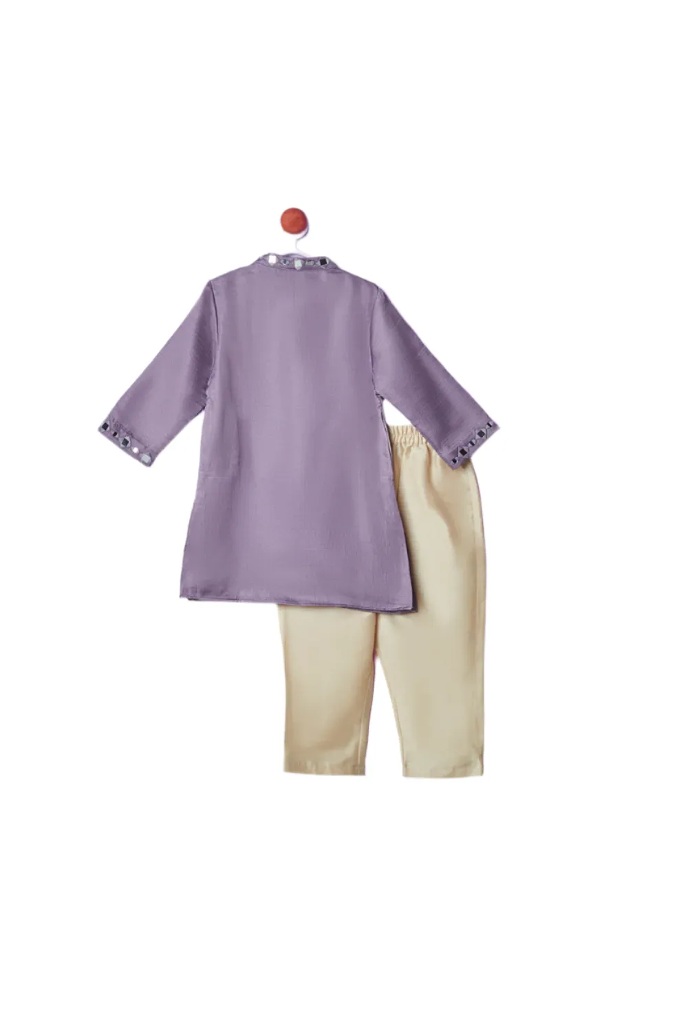 Purple Hand Embroidery Mirror Kurta With Pyjama Set