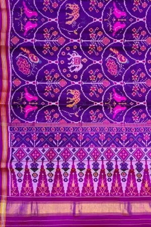 Purple Handloom Semi Patan Patola Silk Saree