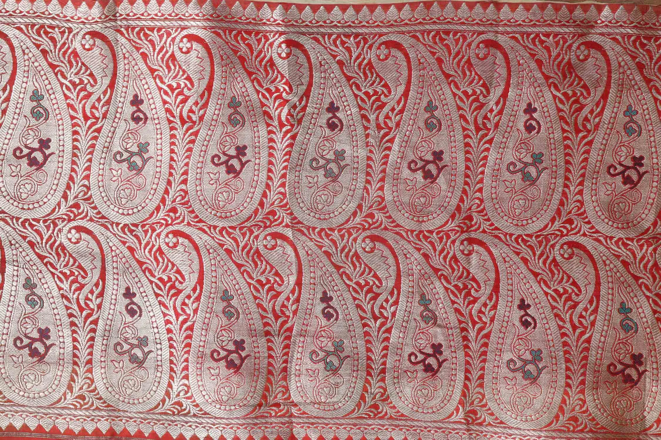 Red Banarasi Handloom Vintage Pure Silk Border ( 0.5 Mtr )