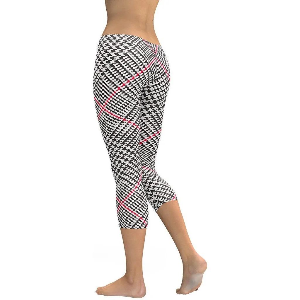 Red Houndstooth Plaid Capris