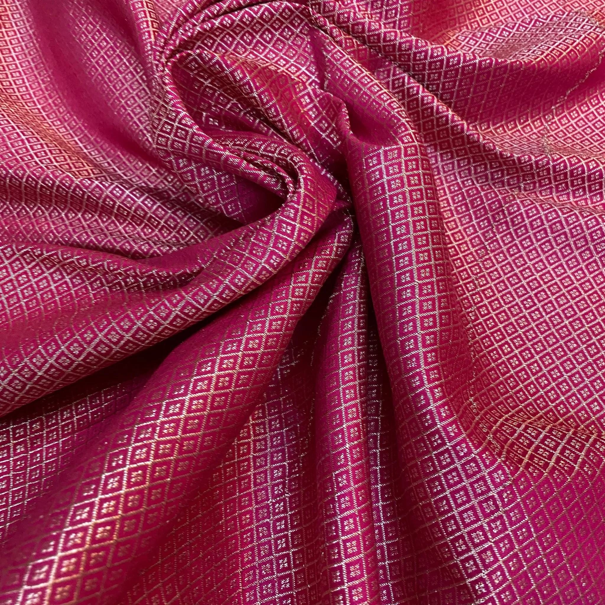 Sensational Hot Pink Handloom Crepe Banarasi Silk Sari