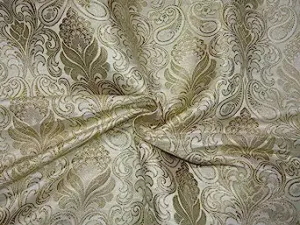 SILK BROCADE fabric CREAM & METALLIC GOLD COLOR 44" WIDE BRO386[4]