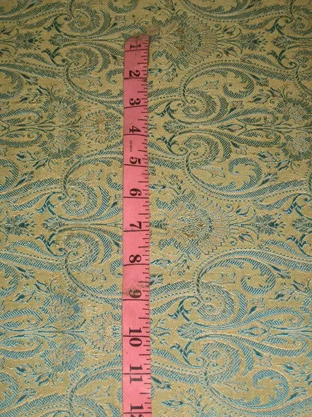 Silk Brocade Fabric Gold,Blue & Metallic Gold color 44" wide BRO149[5]