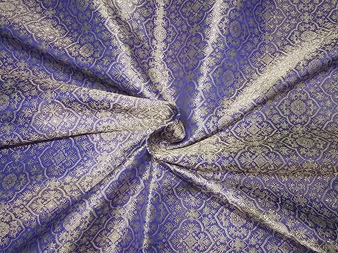 SILK BROCADE FABRIC Lavender & Light Gold color 36" wide BRO260[4]