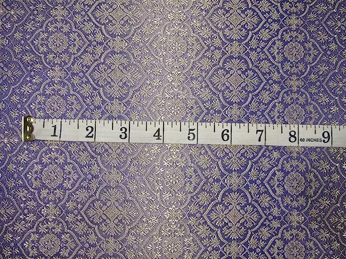 SILK BROCADE FABRIC Lavender & Light Gold color 36" wide BRO260[4]