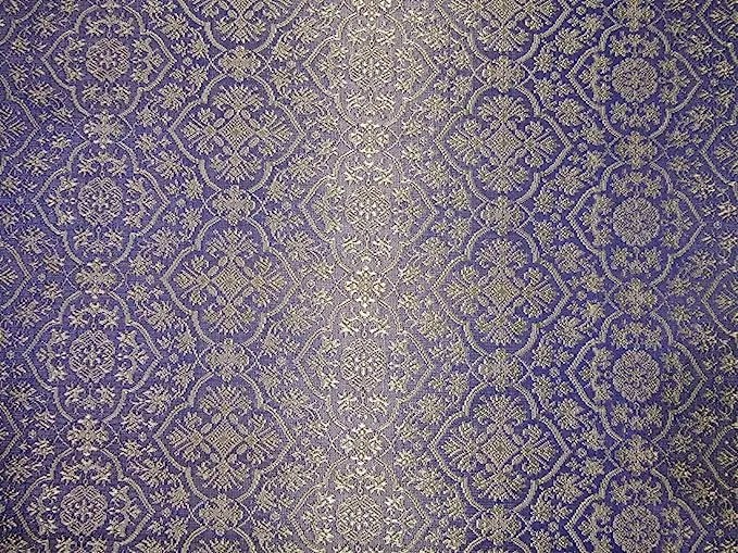 SILK BROCADE FABRIC Lavender & Light Gold color 36" wide BRO260[4]