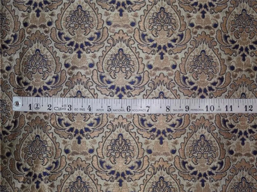 Silk Brocade Fabric light gold ,metalic gold and royal blue Color 44" wide BRO540[4] available on bulk preorder