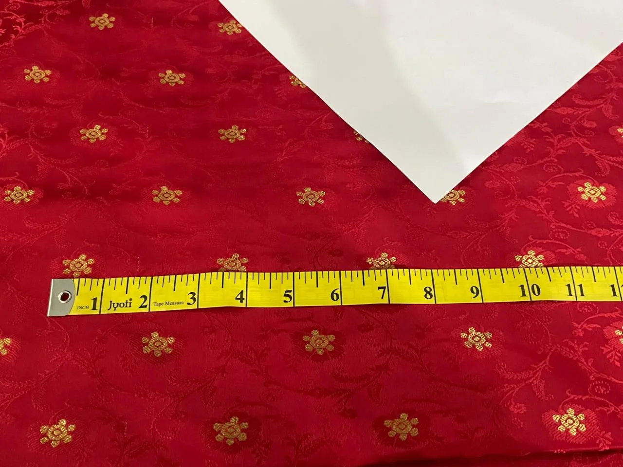 Silk Brocade Fabric metallic gold jacquard  44"wide available in 2 colors red and watermelon red BRO953[3/4]