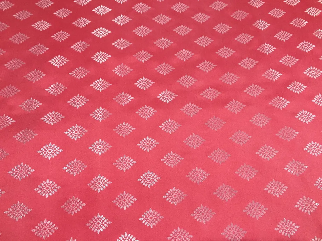 Silk Brocade fabric silver coral x metallic silver color 58" wide BRO800[1]