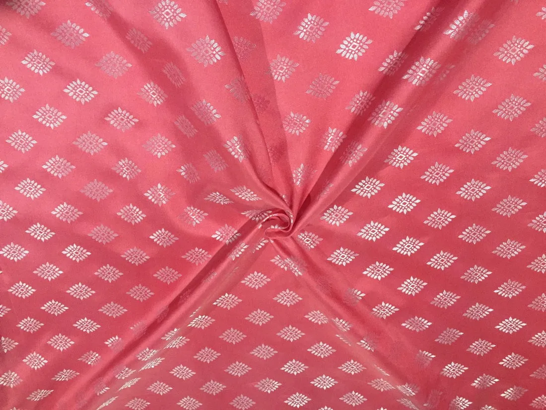 Silk Brocade fabric silver coral x metallic silver color 58" wide BRO800[1]