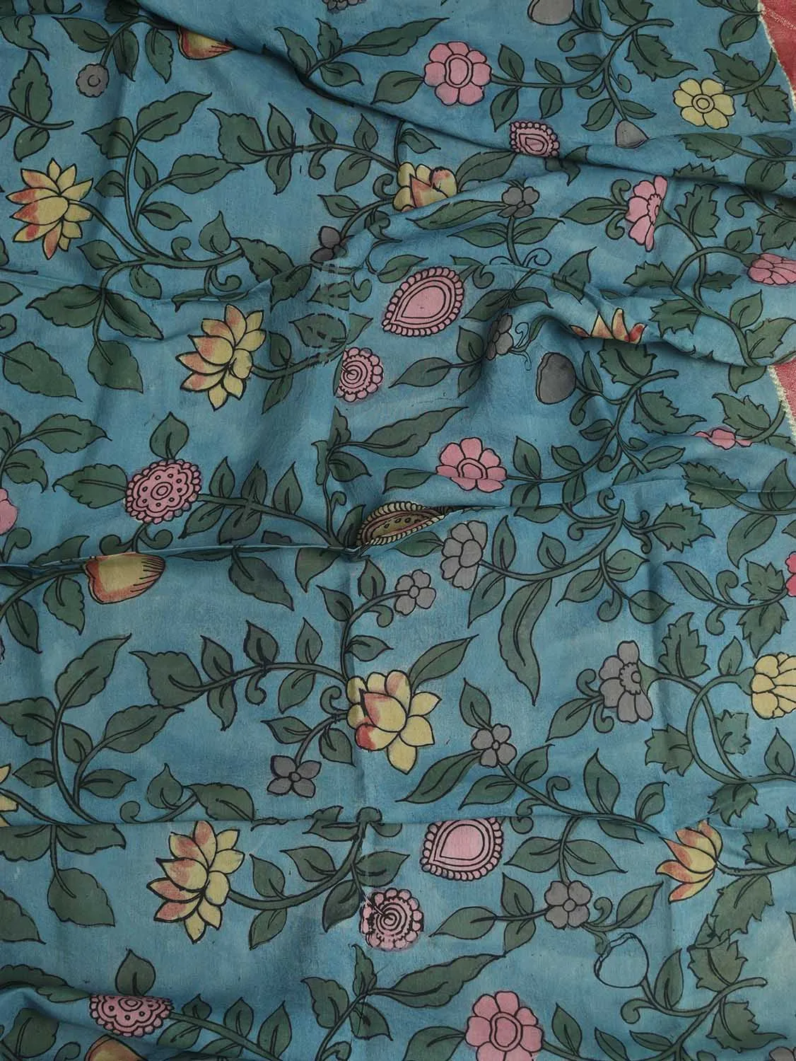 Stunning Blue Pen Kalamkari Pure Silk Dupatta - Perfect for Any Occasion!