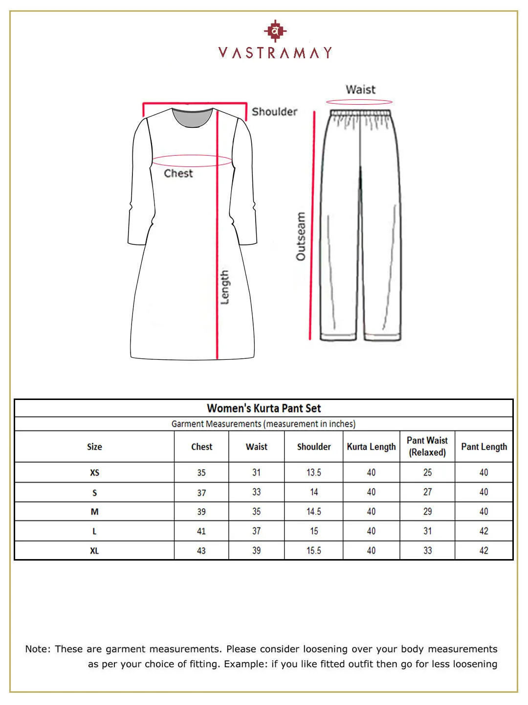 VASTRAMAY Women's Red Dhoti kurta set