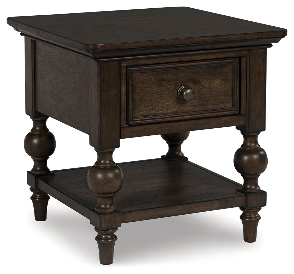 Veramond Coffee Table with 2 End Tables in Dark Brown