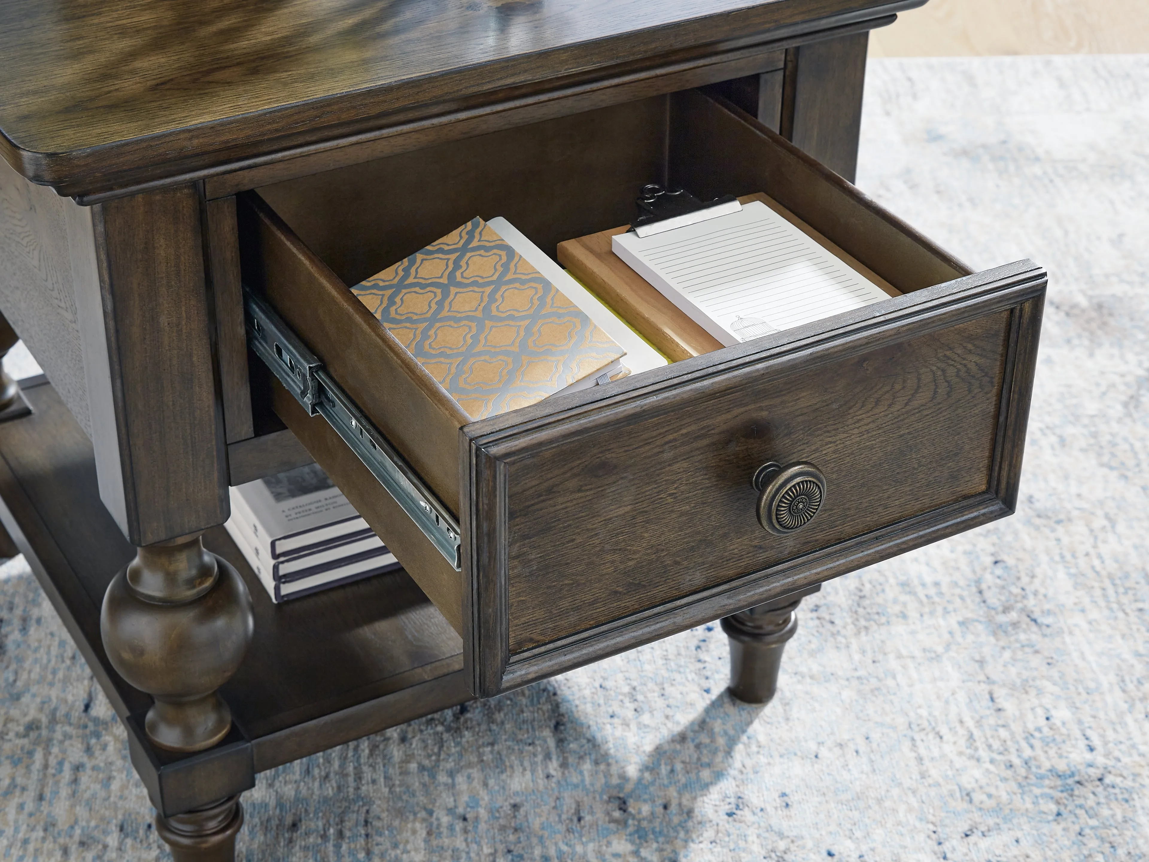 Veramond Coffee Table with 2 End Tables in Dark Brown