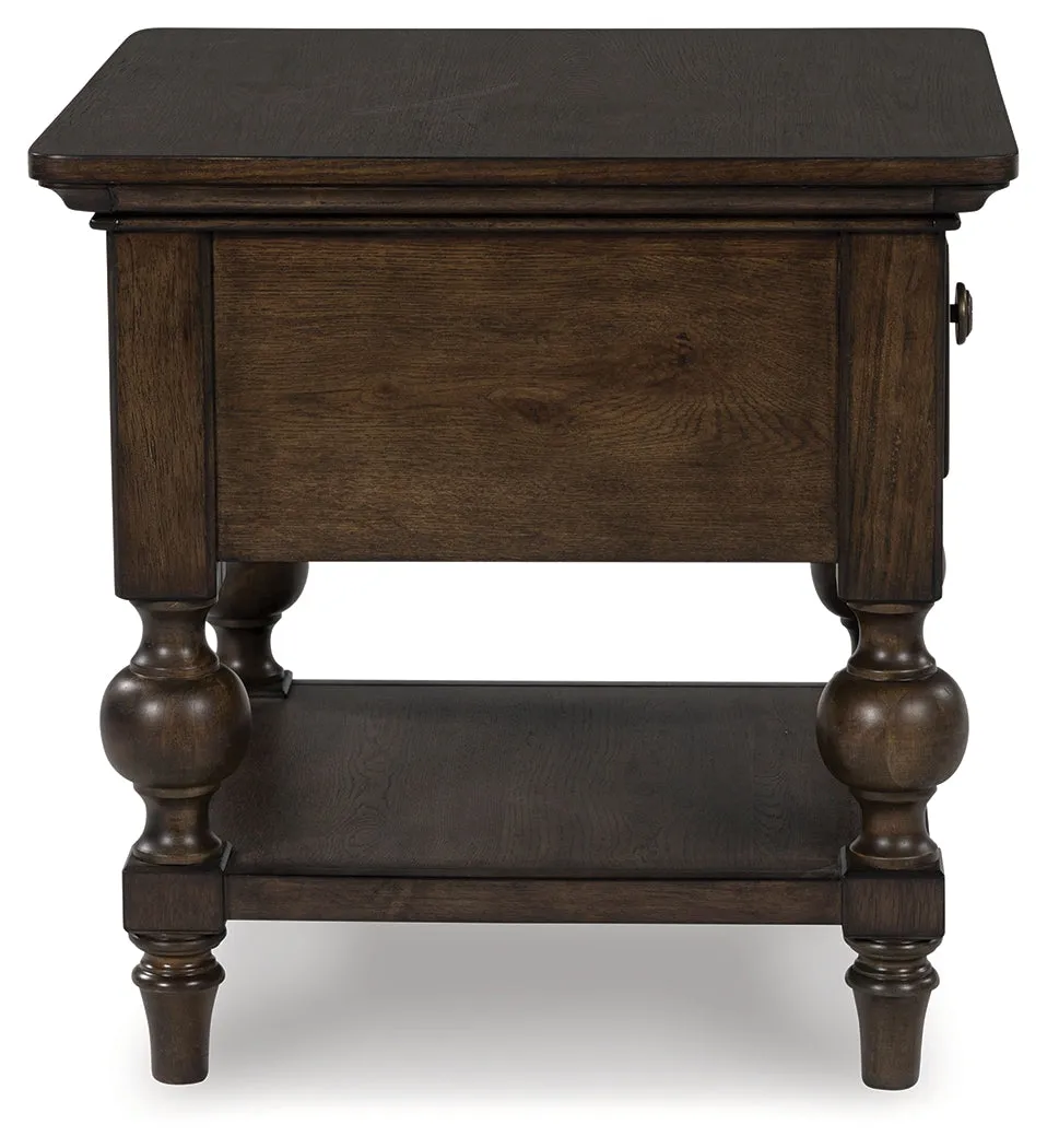 Veramond Coffee Table with 2 End Tables in Dark Brown