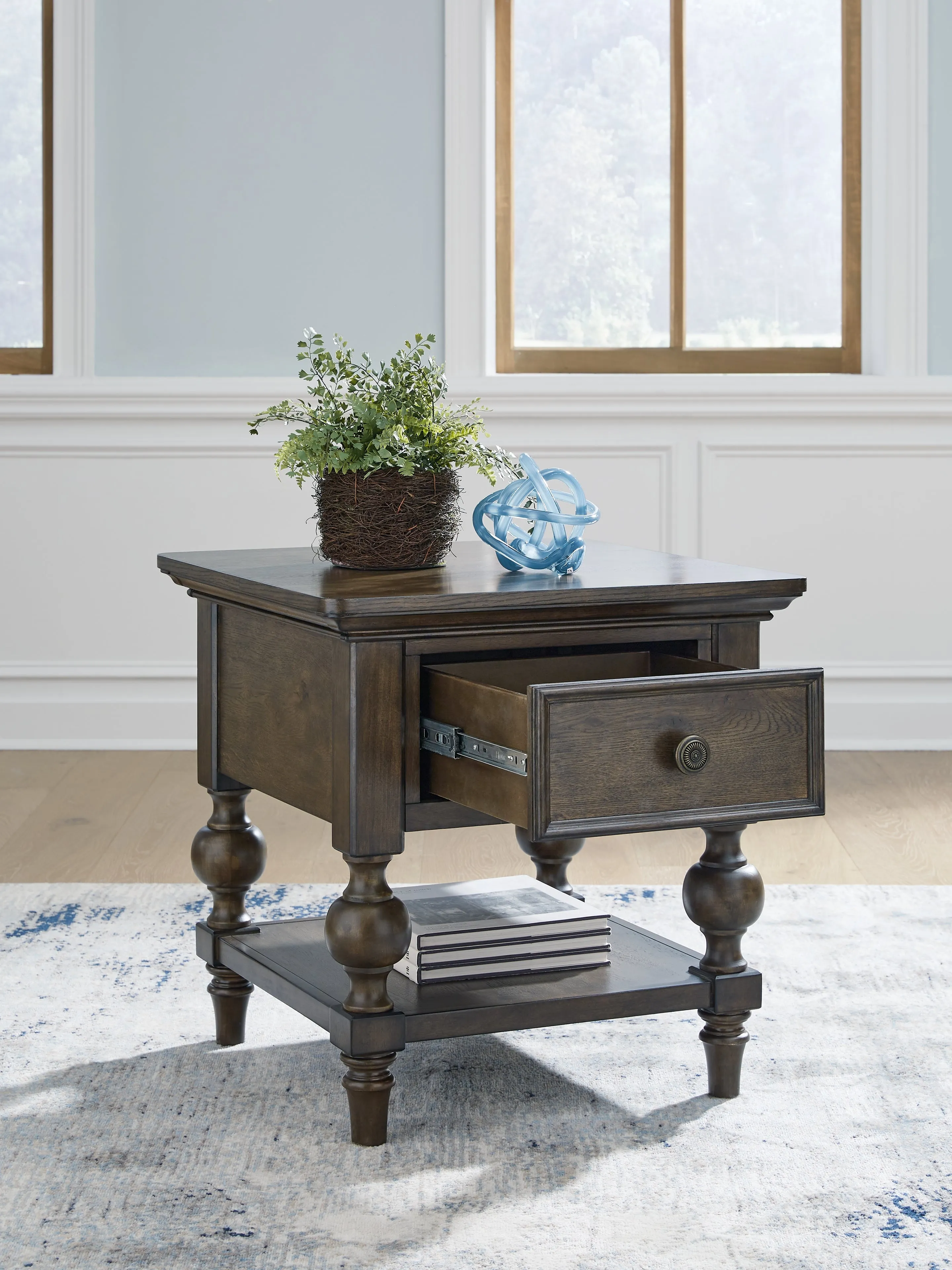 Veramond Coffee Table with 2 End Tables in Dark Brown