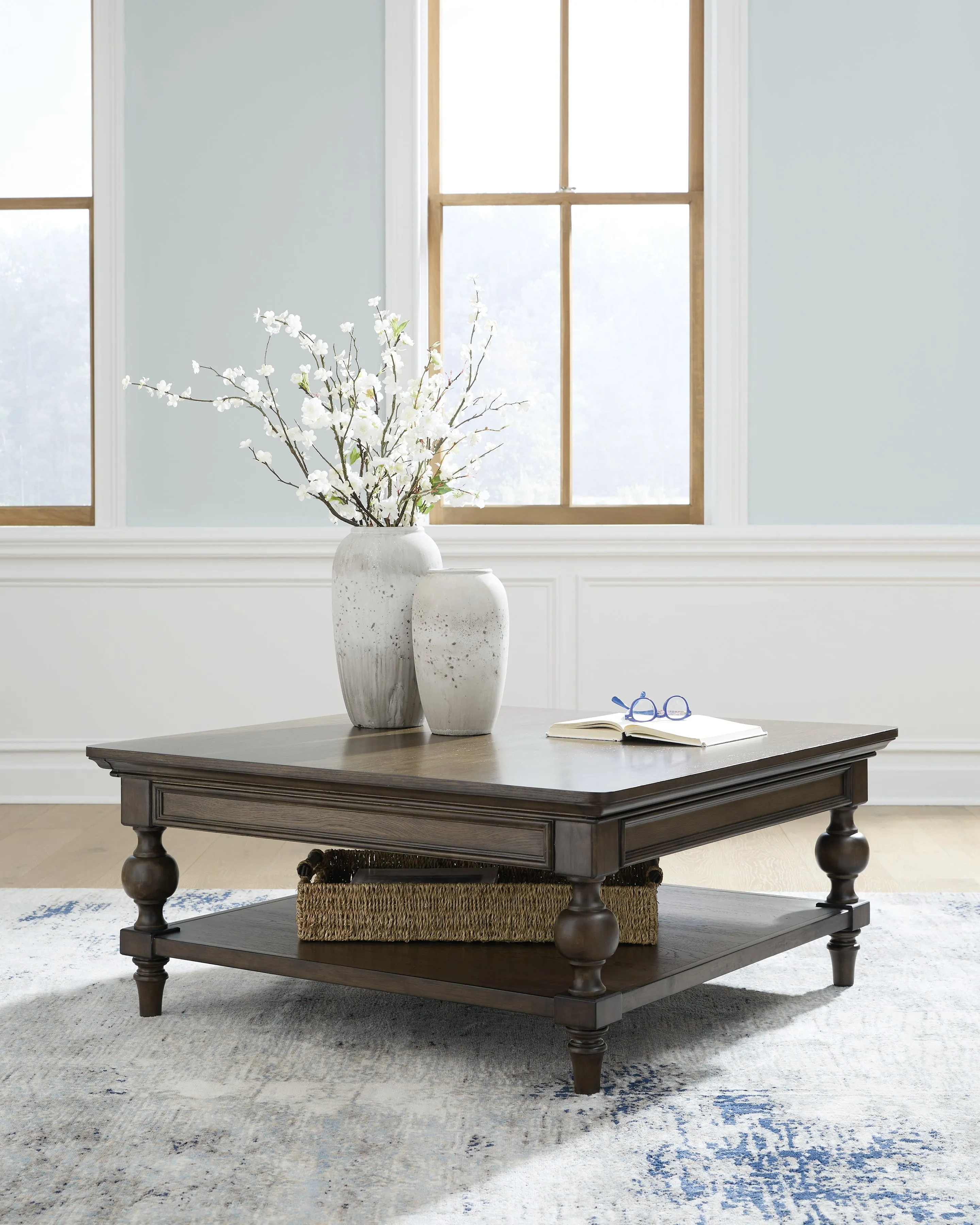 Veramond Coffee Table with 2 End Tables in Dark Brown