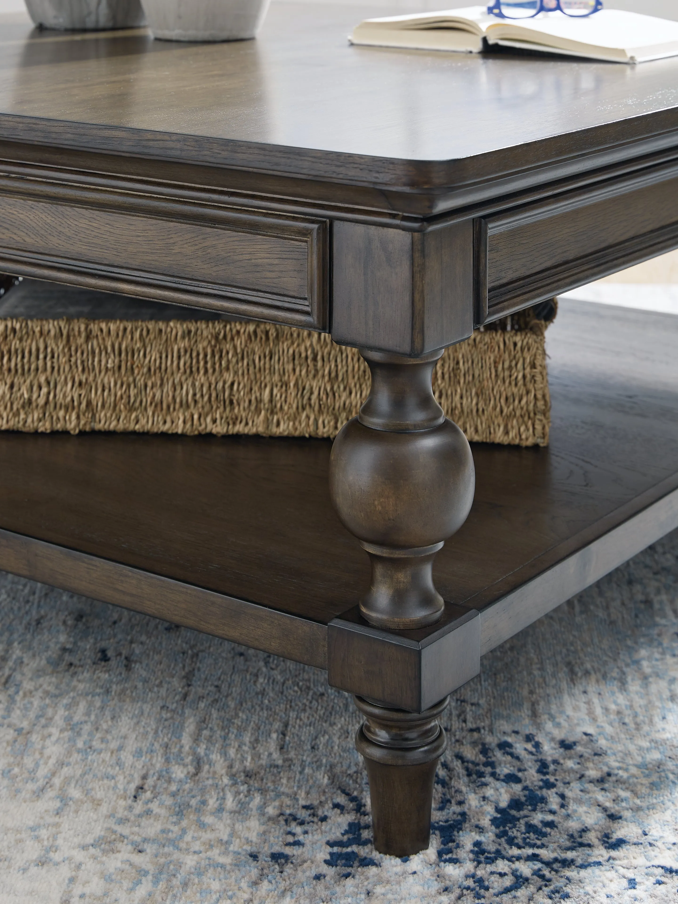 Veramond Coffee Table with 2 End Tables in Dark Brown