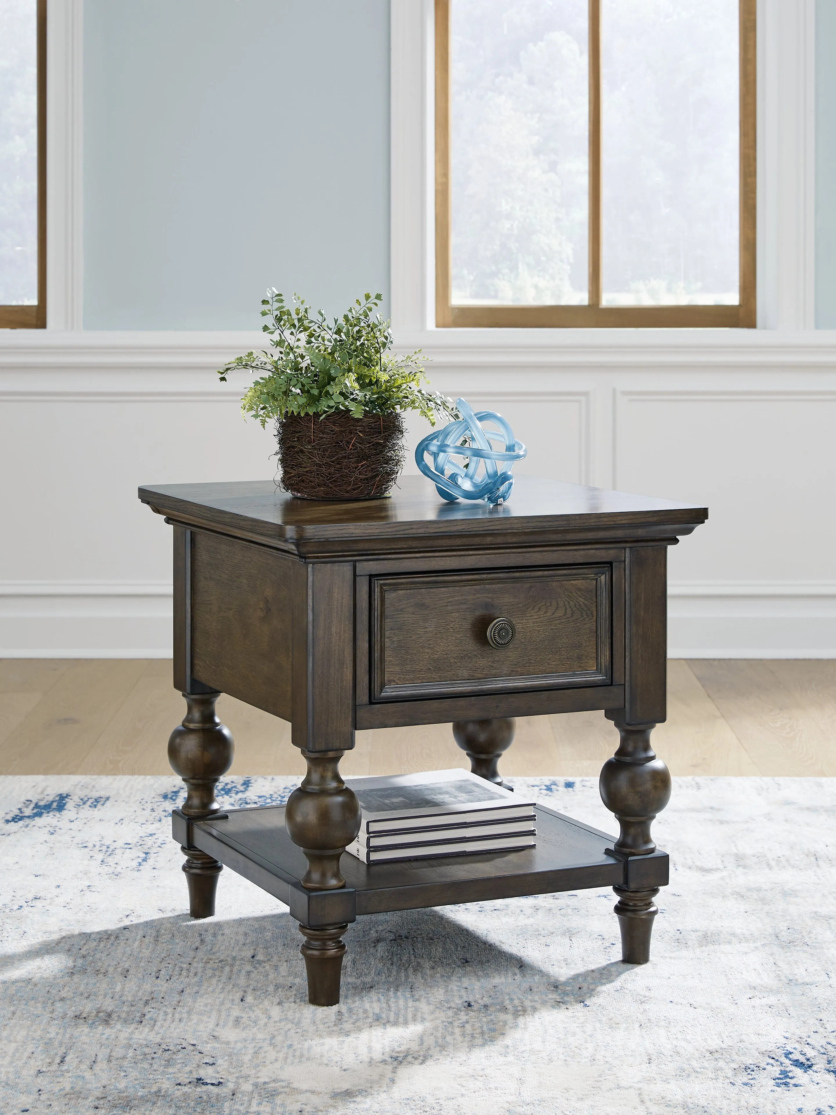 Veramond Coffee Table with 2 End Tables in Dark Brown