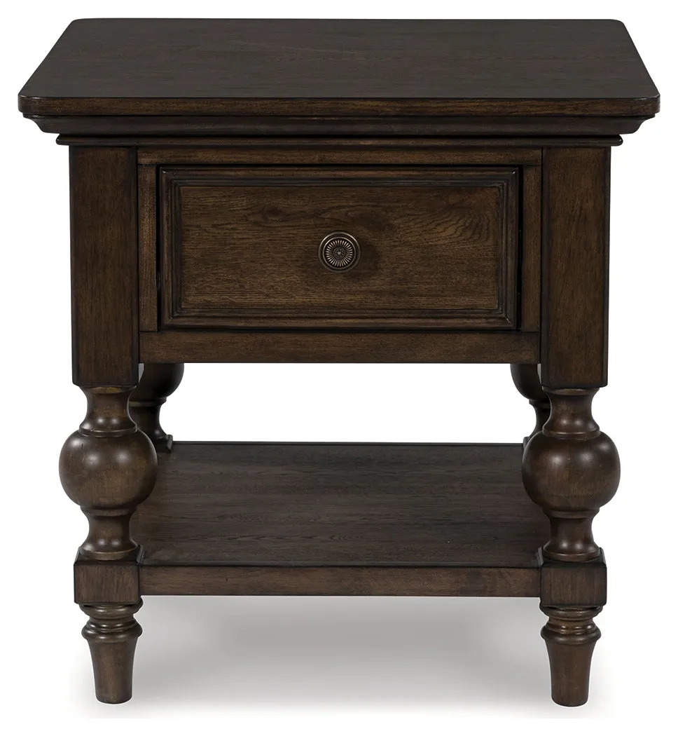 Veramond Coffee Table with 2 End Tables in Dark Brown