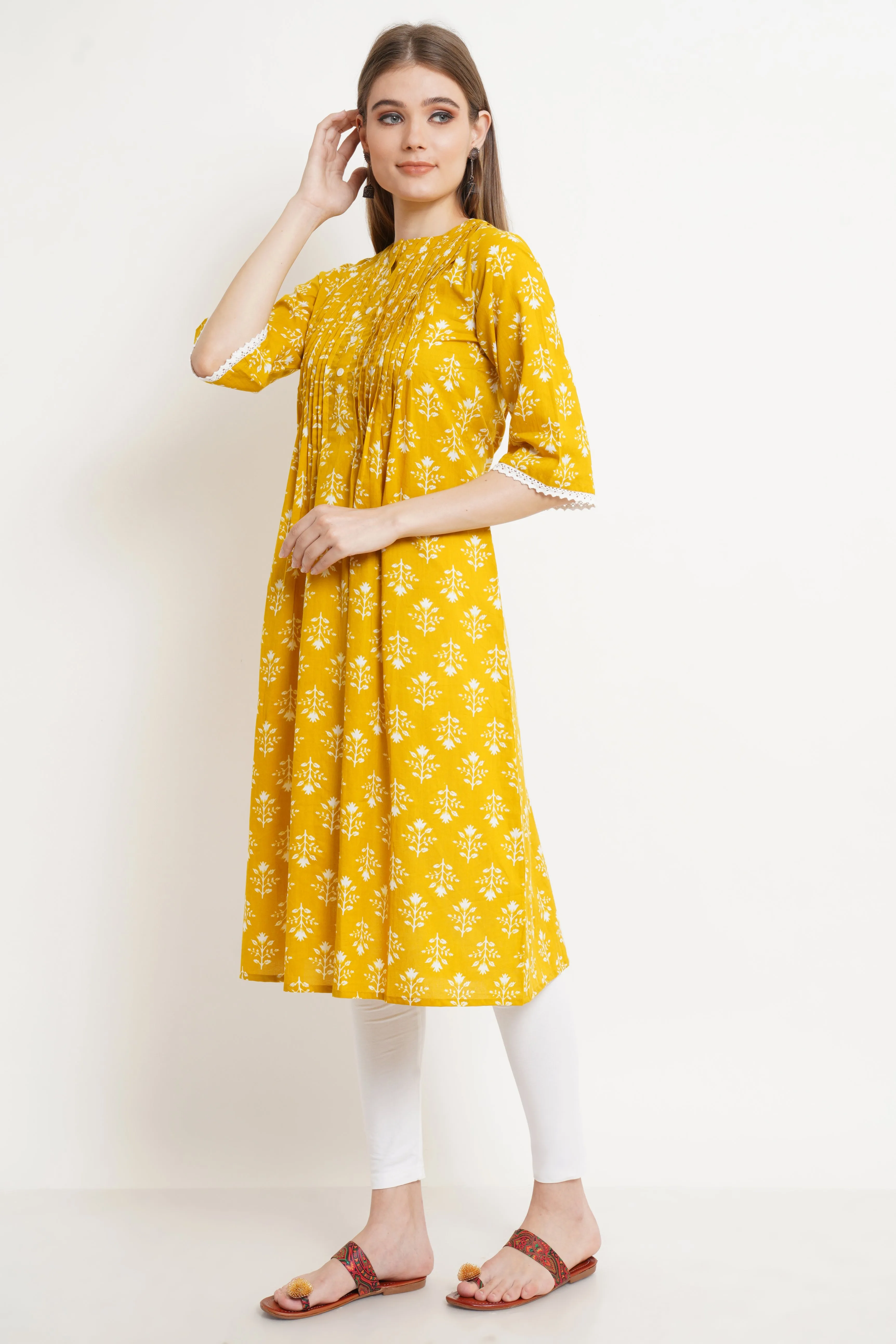 Vintage Style Pintuck Kurta For Women
