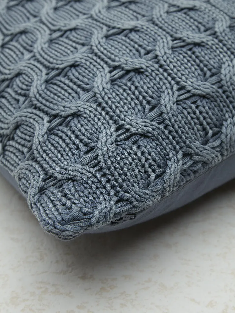 Westside Home Dusty Blue Knitted Cushion Cover