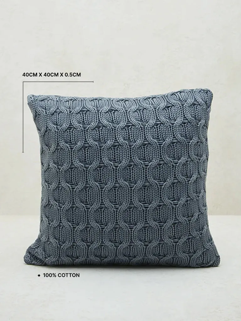 Westside Home Dusty Blue Knitted Cushion Cover