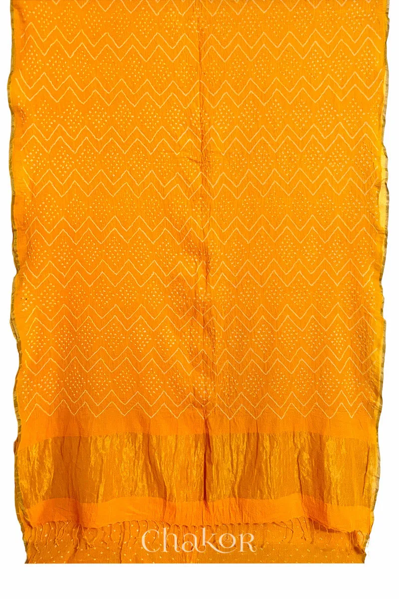 Yellow Bandhani Khadi Cotton Saree